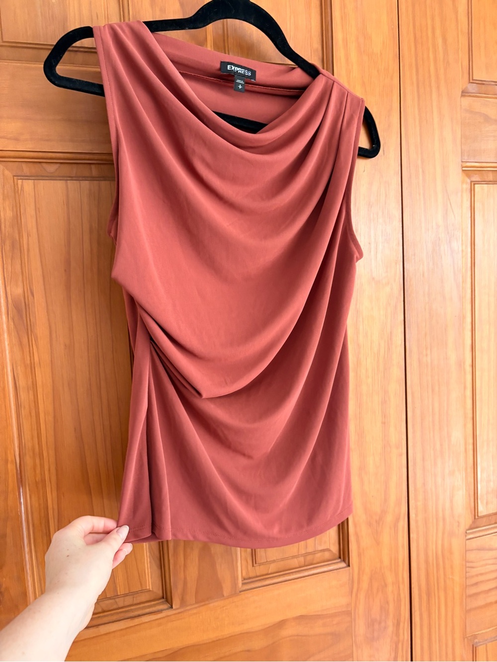 Express Cowl Blouse Sleeveless Top Rust Orange Small